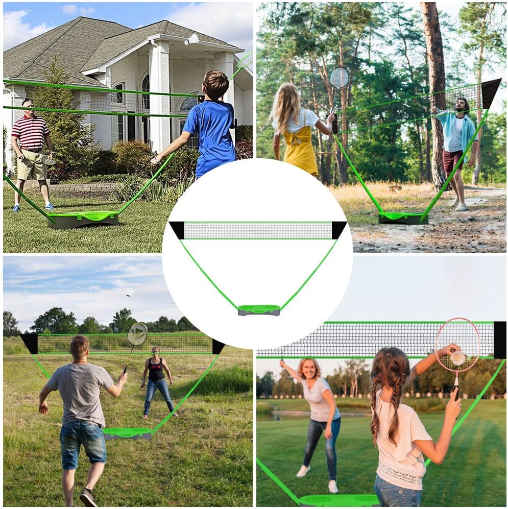 FBSPORT Portable Badminton Net Set with Storage Base, Folding Volleyball Badminton Net with 2 Badminton Rackets 2 Shuttlecocks 10x5 ft Net, Easy Setup for Beach Backyard Combo Set Sport Games : Sports & Outdoors