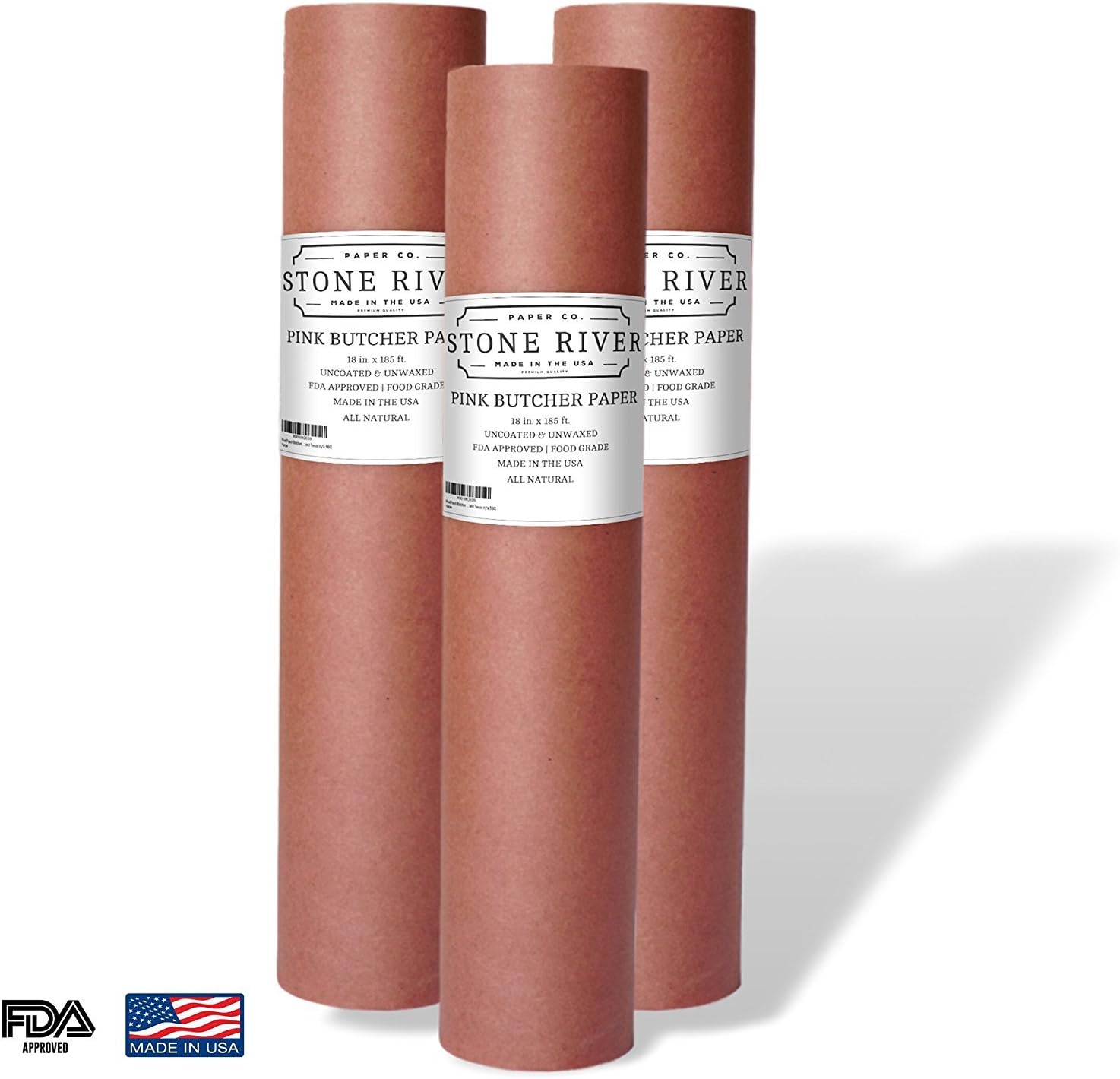 18" x 185' Pink/Peach Butcher Paper Roll | Unwaxed Uncoated and Unbleached | The #1 Trusted Heavy Duty Butcher Paper For Meat Smoking and Texas Style BBQ – Made in the USA