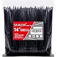 Zip Ties 14 inch (1000 Pack), Black, 50lb Tensile Strength, UV Resistant Cable Ties for indoor and outdoor by SKALON