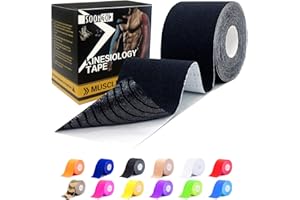 SOON GO Kinesiology Tape Pro 1/2/5 Rolls, 2 Inch High Elasticity Sports Tape Therapeutic Pain Relief–Physio Tape for Muscle Recovery & Joint Support, Waterproof & Hypoallergenic & Breathable–Black