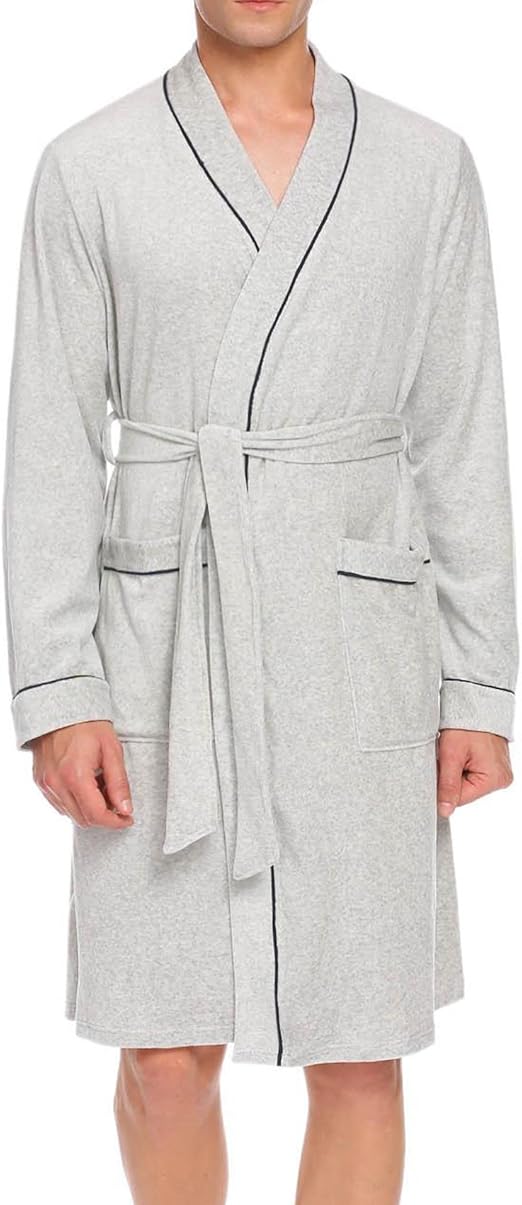 Dicesnow Men WaffleWeave Kimono Robe(Grey, M) at Amazon Men’s Clothing