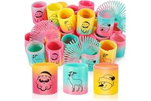 CLEVERZONE 36 Packs Spring Rainbow Magic Fidget Stress Coil Mini Springs Bulk Toys Party Favor Birthday Carnival Prize Goodie Bag Stuffers for Kids Boys Girls (Christmas)