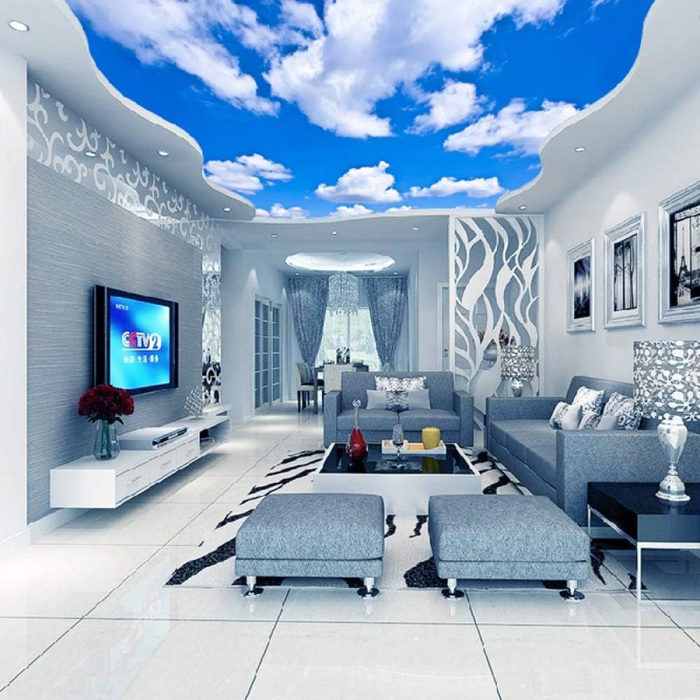 Custom Ceiling Wallpaper Blue Sky And White Clouds Murals For The Living Room Bedroom Ceiling Background Wall Mural Wallpaper 1 Square Meter Amazon Co Uk Diy Tools