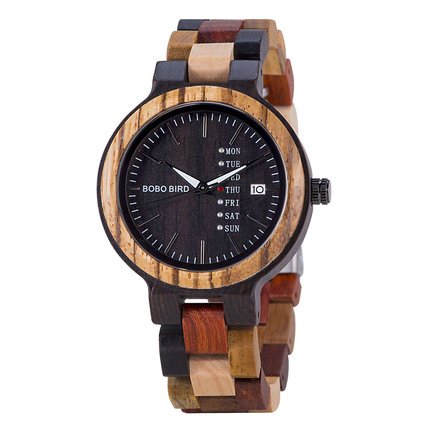 GUANKE Women's Wooden Colorful Bamboo Watches for Men & Women - Handmade Natural Wood Casual Wrist Watches with Week & Date Display
