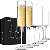 JYB&XY Champagne Flutes Set of 6 Hand Blown Elegant Champagne Glasses With Long Stem Elegant Sparkling Wine Stemware 6.5oz- for Women, Men, Wedding, Anniversary, Christmas, Birthday,Parties
