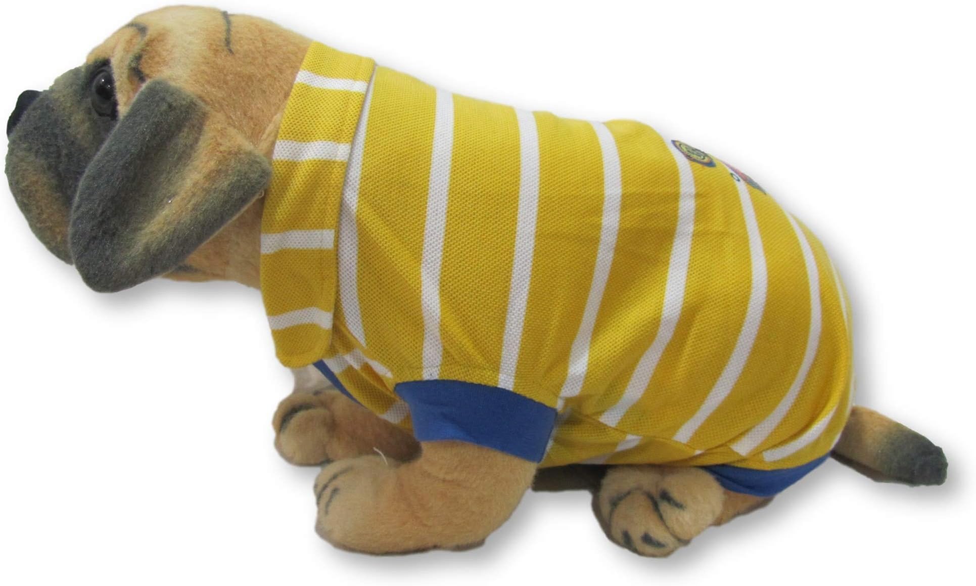 Dog Clothes Dog Tee Shirts Camouflage Or Stripe Hood Or Lapel Collar T Shirts Pet Apparels for Puppy Small Medium Large Dogs Cotton Interlocked Fabric Tee Shirts (8', Yellow Stripe Collar)