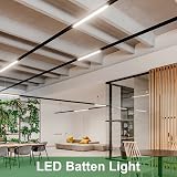 muzha 2 Packs LED Batten Lights 4FT 36W 4000K 3600lm PC Body Low Profile view 4