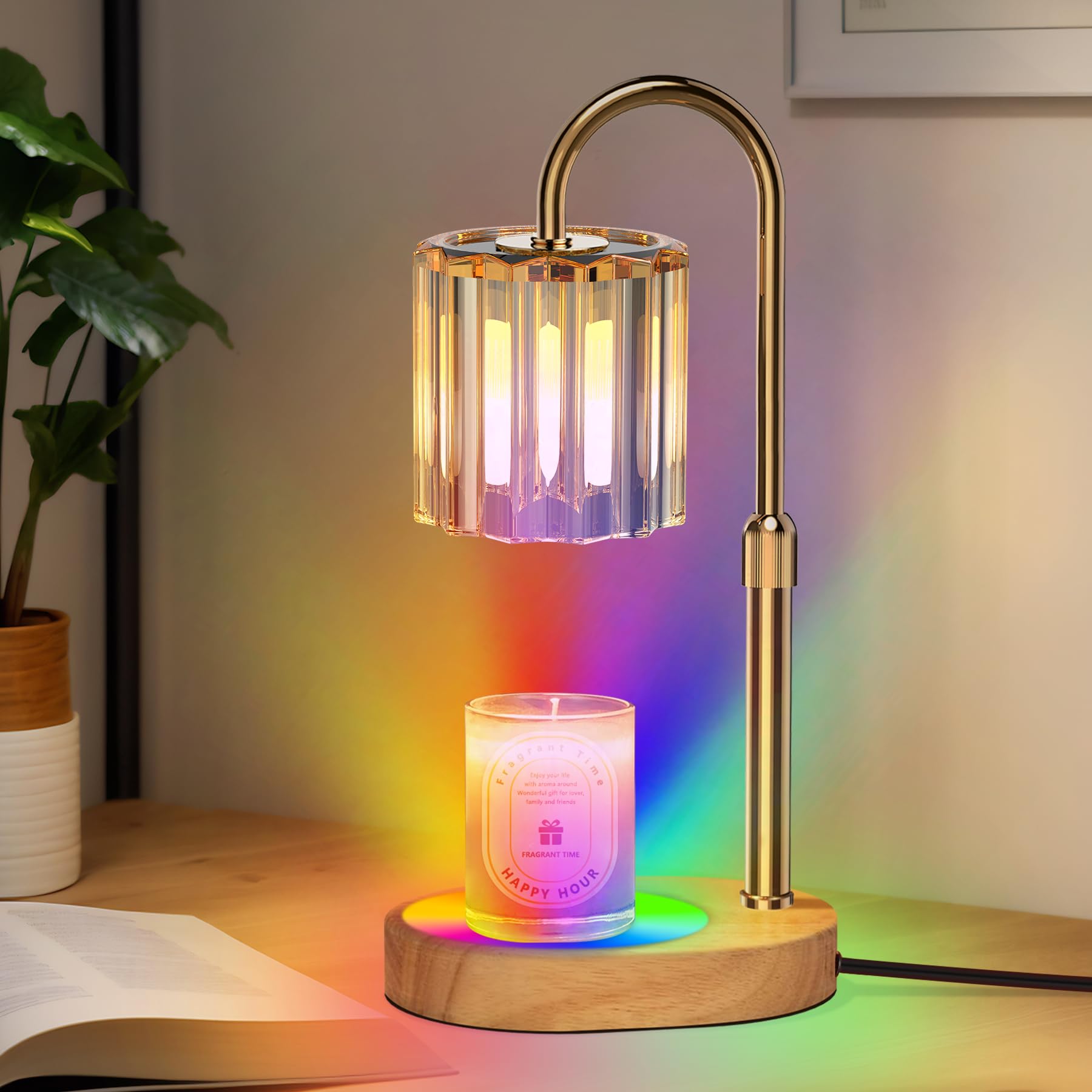 Photo 1 of ** MISSING LIGHT BULB* Lukasa Candle Warmer Lamp, with RGB LED Lights,Timer and Dimmer, Adjustable Height, House Warming Gifts New Home Decor, Gifts for Women Mom, Wax Melt Warmer for Scented Jar Candles
