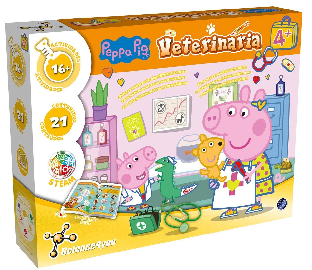 SCIENCE4YOU 80002989 Pig VETERINARIA Game Helps Peppa Keep Animals Healthy with 16 Activities, Multicoloured