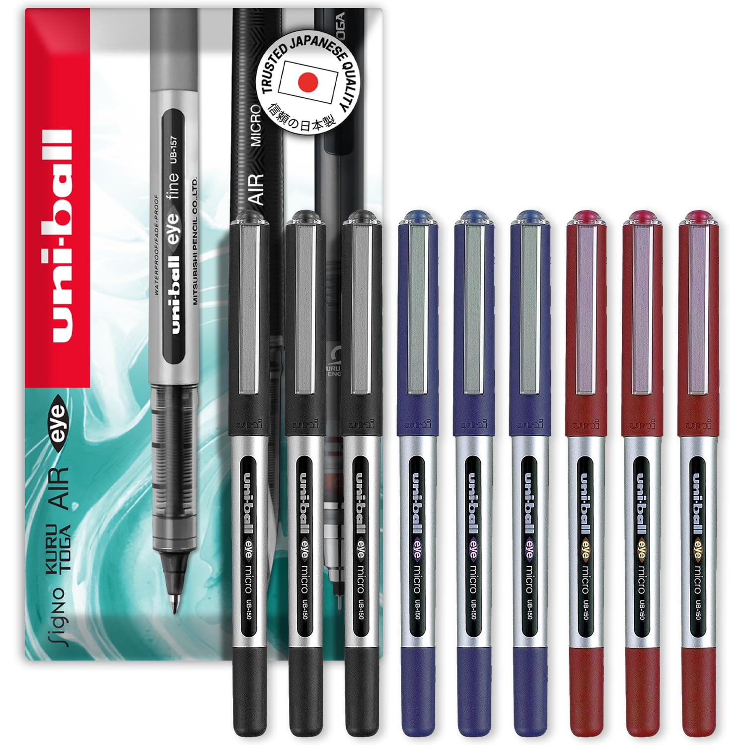 uni-ball Eye Micro UB-150E Gel Ink Pen - 0.5 mm - In Envelope Gift Packaging (Pack of 9, Multicolor) — image 1