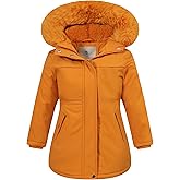 CICVSOC Girls Waterproof Winter Jacket Fleece Lined Hooded Coat,Kid's Warm Insulated Parka for School & Outdoor Play