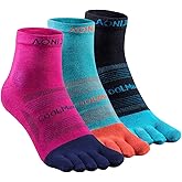 AONIJIE Toe Socks for Men and Women Athletic Hiking Coolmax Socks with toes - Soft Comfortable and Moisture Wicking