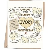 Asmallgf Ivory Anniversary Card Gifts for Him Her Women Men | 14 Year Anniversary Card for Husband Wife, Funny Wedding Anniv Surprise for Travel Getaway Date Night Celebration Decoration