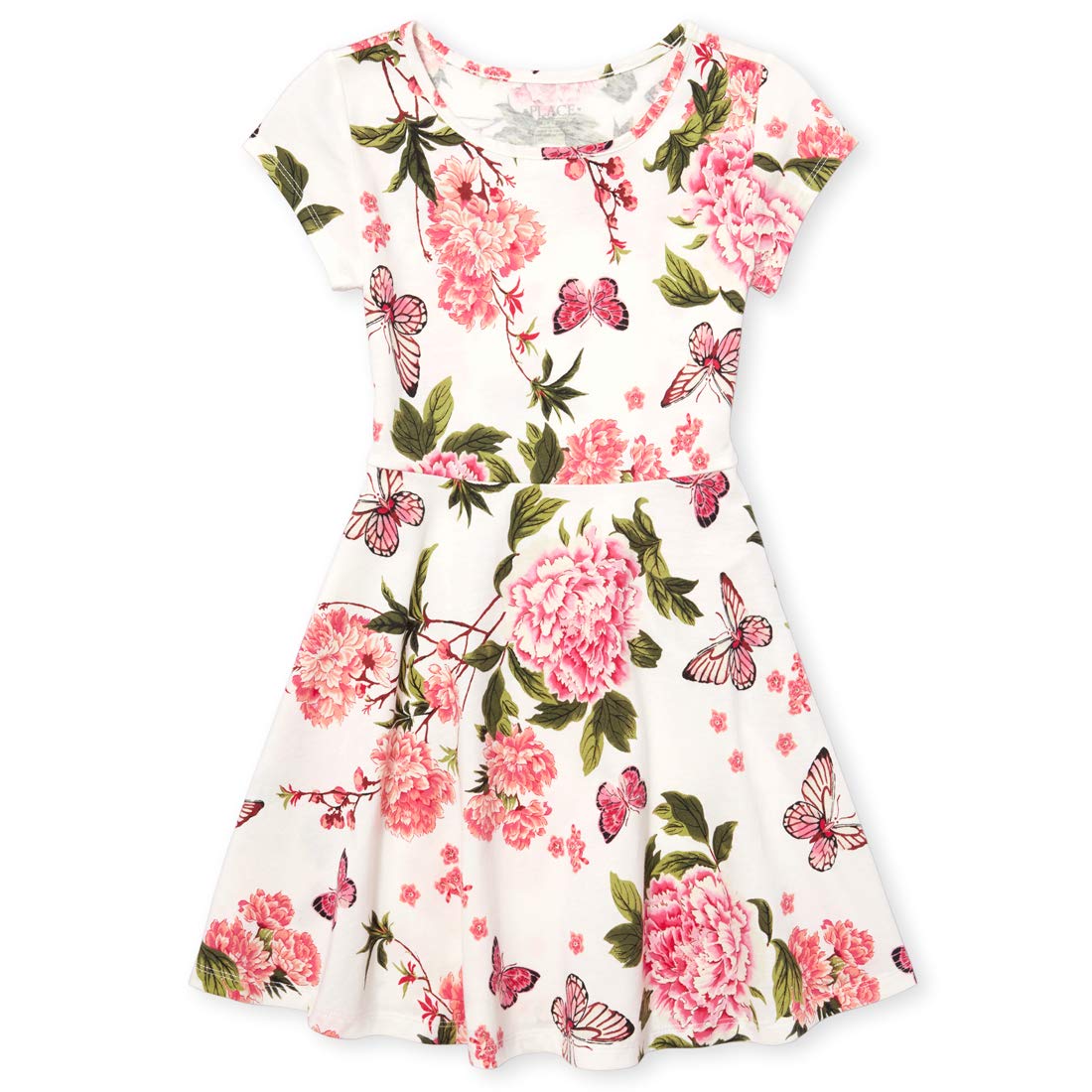 round neck printed skater dress