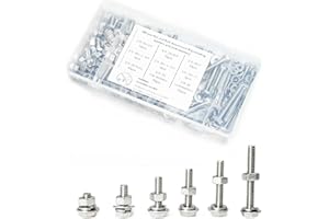 LUPANTER 180 pcs SAE Stainless Steel Nuts and Bolts Assortment Kit, Including 6 Sizes 1/4-20 Hex Bolts,Flat Washers, Lock Washers. Packaged by Plastic Box, Made by 304 Stainless Steel