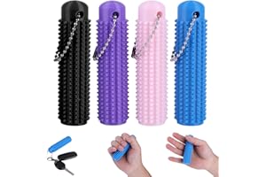 Ablyea 4PCS Little Ouchies Fidget, 3.54 in Little Ouchies Pain Fidget, Spiky Grippie Stim Keychain , Venting Key Pendant for Anxiety Relief Positive, Pain Stim Fidget for Adult (Dark Color)