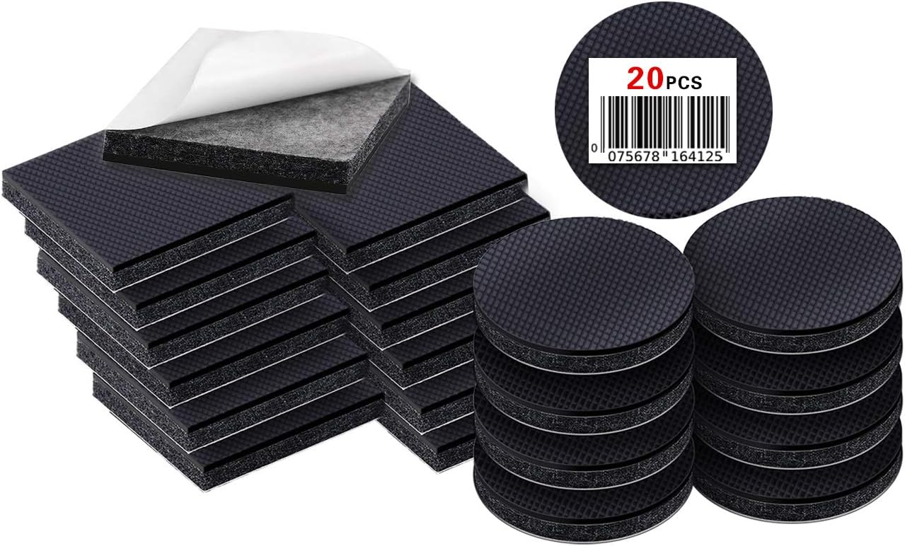 Self Adhesive Chair Legs Pads, 20 Pcs 2" Rubber Furniture Pads Non Slip