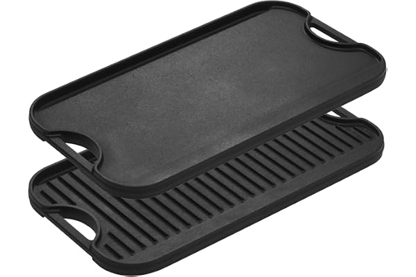 Lodge Pre-Seasoned Cast Iron Reversible Grill/Griddle With Handles, 20 Inch x 10.5 Inch