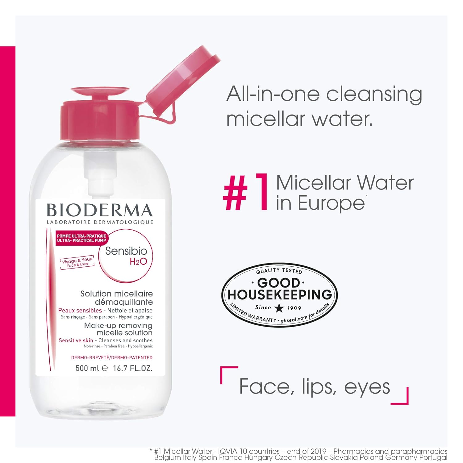 Bioderma - Sensibio H2O PUMP - Micellar Water - Cleansing and Make-Up Removing – Refreshing feeling – for Sensitive Skin: Premium Beauty