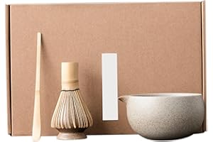 Matcha Set Includes Matcha Whisk, Bowl, Spoon and Whisk Holder Japanese Tea Set Manual Kit for Tea Lovers, Style1