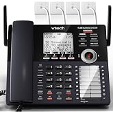 VTech AM18447 Main Console 4-Line Small Business Phone System - Expandable to 10 Stations, Digital Answering Machine, Auto Attendant, Intercom &amp; Custom Music on Hold, Black