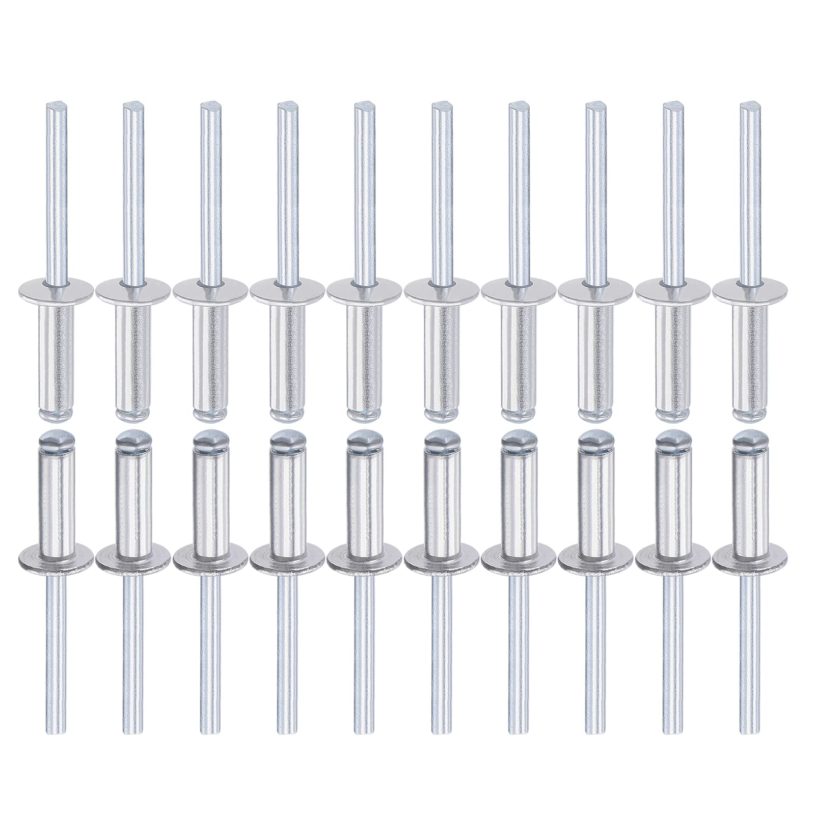 DTGN 6mm x 20mm (DXL) Blind Rivets - 50Pack - Good for Machinery Joining - Aluminum Dome Open End Rivet