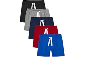 Resinta 5 Pack Toddler Boy Shorts Boys Cotton Short Soft Baby Casual Shorts with Drawstring