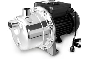 LANCHEZ 1/2 HP Shallow Well Garden Pump, Portable Stainless Steel Water Transfer Draining Irrigation Pump for Lawn Fountain, 960 GPH, 125 Feet Height