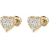 Olivia's Collection 14k White or Yellow Solid Gold Multi Shape Screw Back Stud Earrings for Woman, Man and Teens
