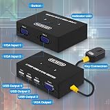 DGODRT 2 Port VGA KVM Switch 3 USB 2 Computer Monitor Keyboard Mouse Hub view 2