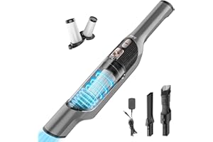 Zefiro Handheld Car Vacuum Cleaner, 22KPa Hand Held Vacuum Cordless Rechargeable with 2 HEPA Filters, 2 High Powerful Suction, 2 Nozzles, Portable Mini Dustbuster for Car, Home, Office, Pet Hair, S10