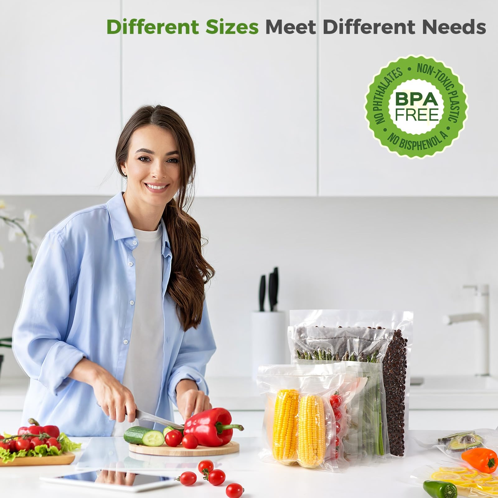 Diboniur Vakuumierbeutel 3 Rollen Vakuumierfolie, Vakuumbeutel Lebensmittel 28/25/20x300cm, Sous Vide Beutel, Einschweißfolie für alle Vakuumierer 3