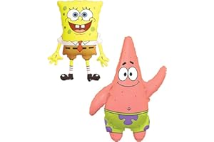 Toyland® Pack Of 2 - Spongebob Squarepants and Patrick Star Foil Balloons - 1 x 29 Inch Spongebob & 1 x 36 Inch Patrick Shaped Character Foil Balloons