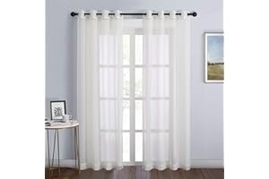 NICETOWN Sheer Curtains for Bedroom Windows 84 Inches Length, Grommet Casual Voile Sheer with Light Filter Window Treatments 