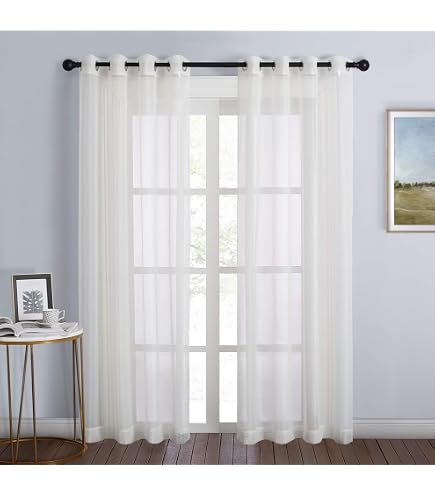 Sciarpa Tenda In Voile Trasparente No. 918 Emily, 59x216 Cm, Bianca, In Poliestere, Lavabile In Lavatrice, Per Finestre E Porte - 3