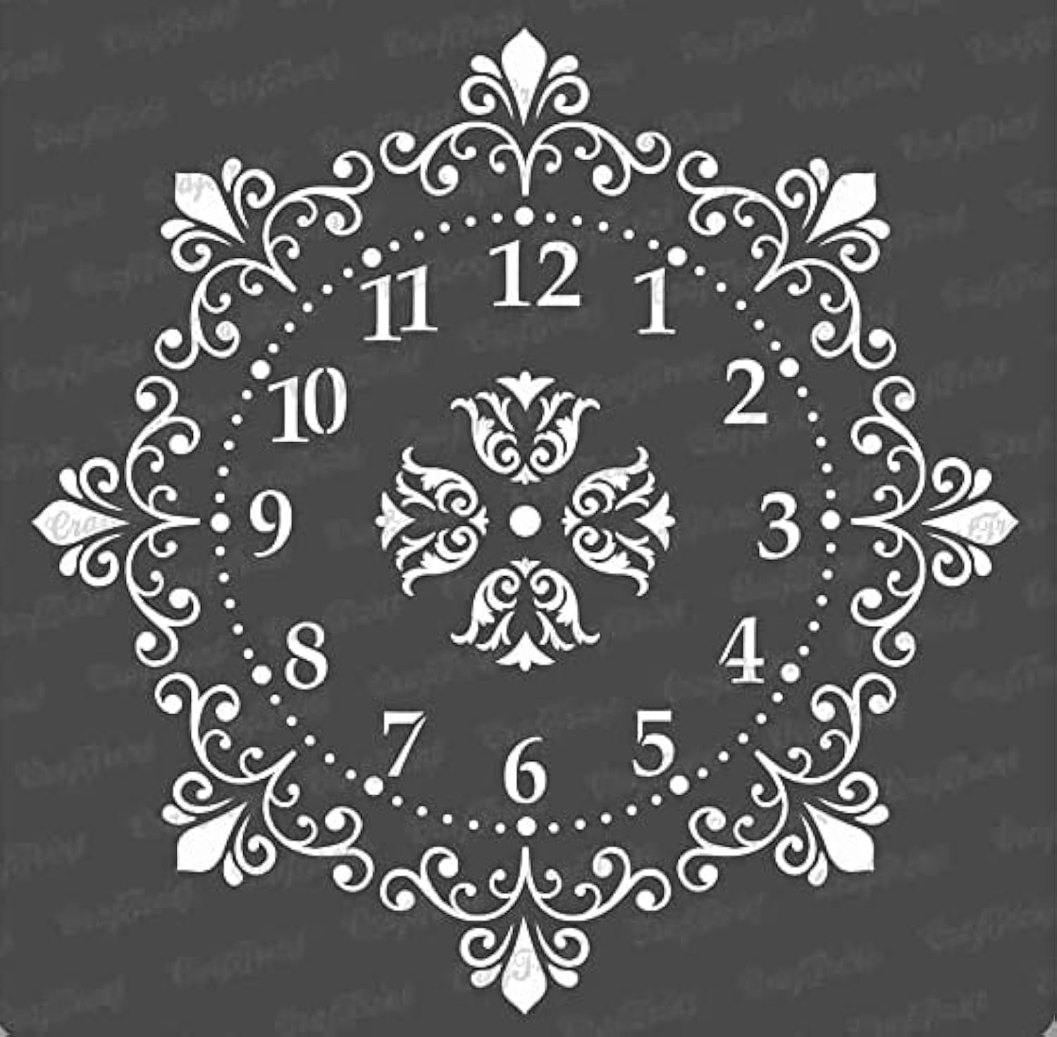CrafTreat Reusable Clock Stencils for Crafts Vintage - Ornate Clock Stencil - Size: 6X6 Inches - Craft Clock Face Stencil for Painting on Concrete, Canvas, Fabric, Tile, Paper, Wood and Wall