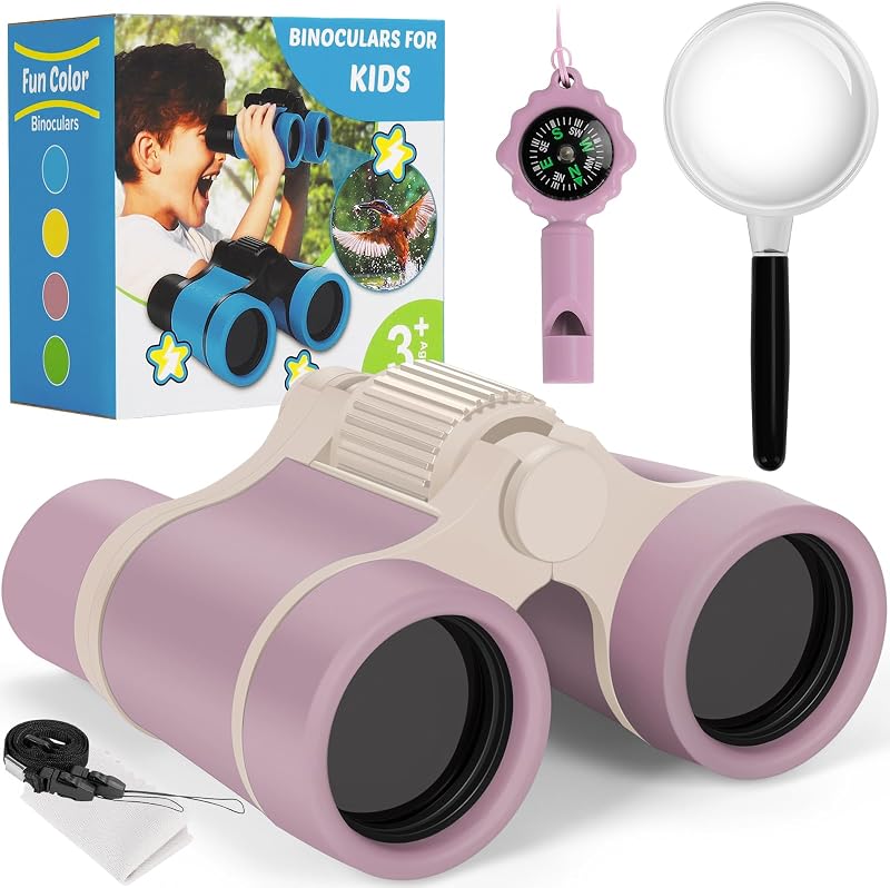 Zinbo Kids Binoculars Pink with Compass & Magnifying Glass Set