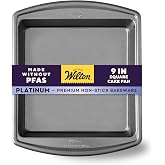 Wilton Platinum Non-Stick Square Pan, Made Without PFAS, 9 x 9 in | DURALAST Silicone Infused Double Coating, 5X More Durable with Anti-Warping Technology, Perfect for Brownies &amp; Square Cakes