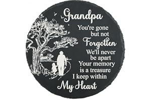 MYFIHU Grandpa Memorial Stone, Memorial Gifts for Loss of Grandpa, in Memory of Grandpa in Heaven Garden Slate Stone TNA14