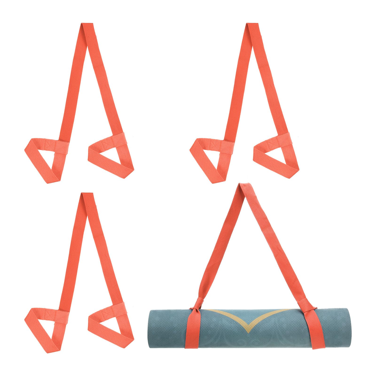 PATIKIL Yoga Mat Strap, 4 Pack Adjustable Yoga Mat Carrier Straps Sling Cotton Anti Slip Mat Holder Stretching Band for Exercise, Coral Pink