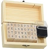 36 Pcs Wooden Rubber Stamps, 0.2 Inch Letter and Number for DIY Craft Card and Photo Album (B)