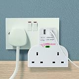 BARGAINSGALORE Surge Protected Double Socket 2 Gang Plug 2 USB Ports Power view 1