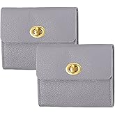 PATIKIL 2 Pcs Small Leather Wallets for Women with Metal Buckle, Stylish Card Holder Wallet Card Case Coin Purse for Cash Business Men and Women, Purple