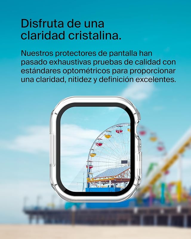 Protetor de ecrã TemperedCurve para Apple Watch Series 8 com cobertura de ponta a ponta e borda elevada - Protetor de vidro temperado, acessórios para Apple Watch - Transparente