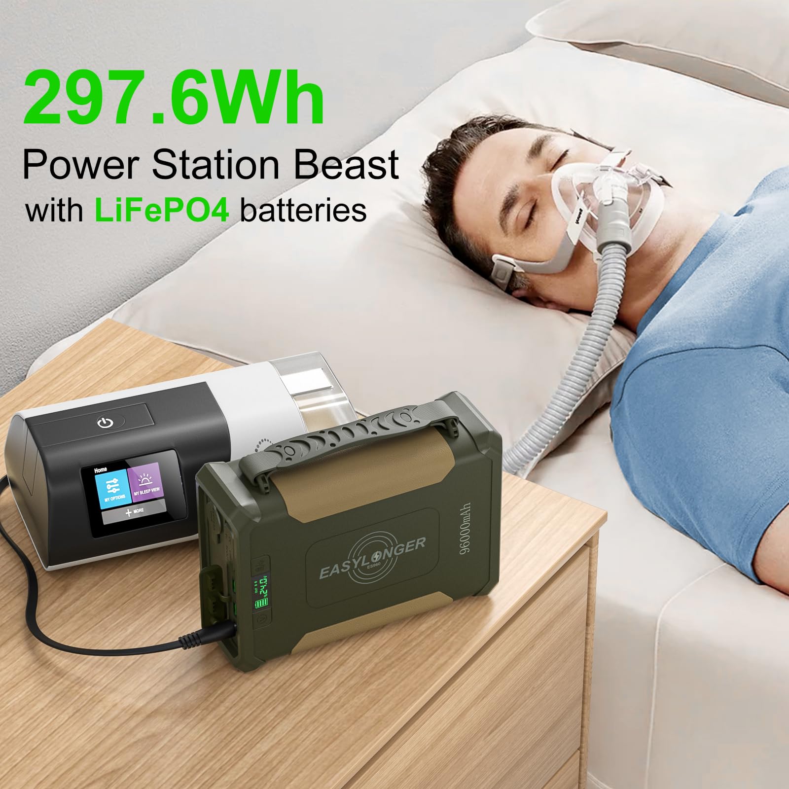 Mua EASYLONGER CPAP Battery Backup ES960, 297.6Wh LiFePO4 CPAP Battery for ResMed S9, AirSense