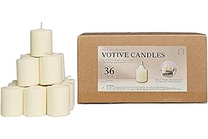 CW Studio Unscented Pressing Votive Candles – Long Hours Burn, Smokeless & Dripless – Premium Wax with Cotton Wick – Perfect for Weddings, Events, Home & Romantic Décor (36, Ivory, 1.77 x 1.45 inches)