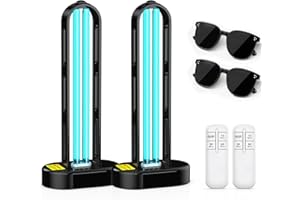 ZETAWALE 2 Pack UV Light Sanitizer, Ultraviolet Lamp with Remote Control for Bed Bugs and Dust Mites, Home Disinfection Device UV Lamp for Home, Room & Kitchen, Ultraviolet Light with 3 Speed Timings