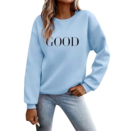 YBEBEWE Women's Sweatshirts Winter Warm Trendy Graphic Pullover Ladies Christmas Crew Neck Sweater Casual Thick Loose Fit Shirts Jumpers Outdoor Comfortable Athletic Tops Sweatshirts