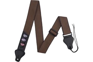 BestSounds Guitar Strap - Strap for Acoustic, Electric and Bass Guitars with Leather Head and Pick Holder Pockets