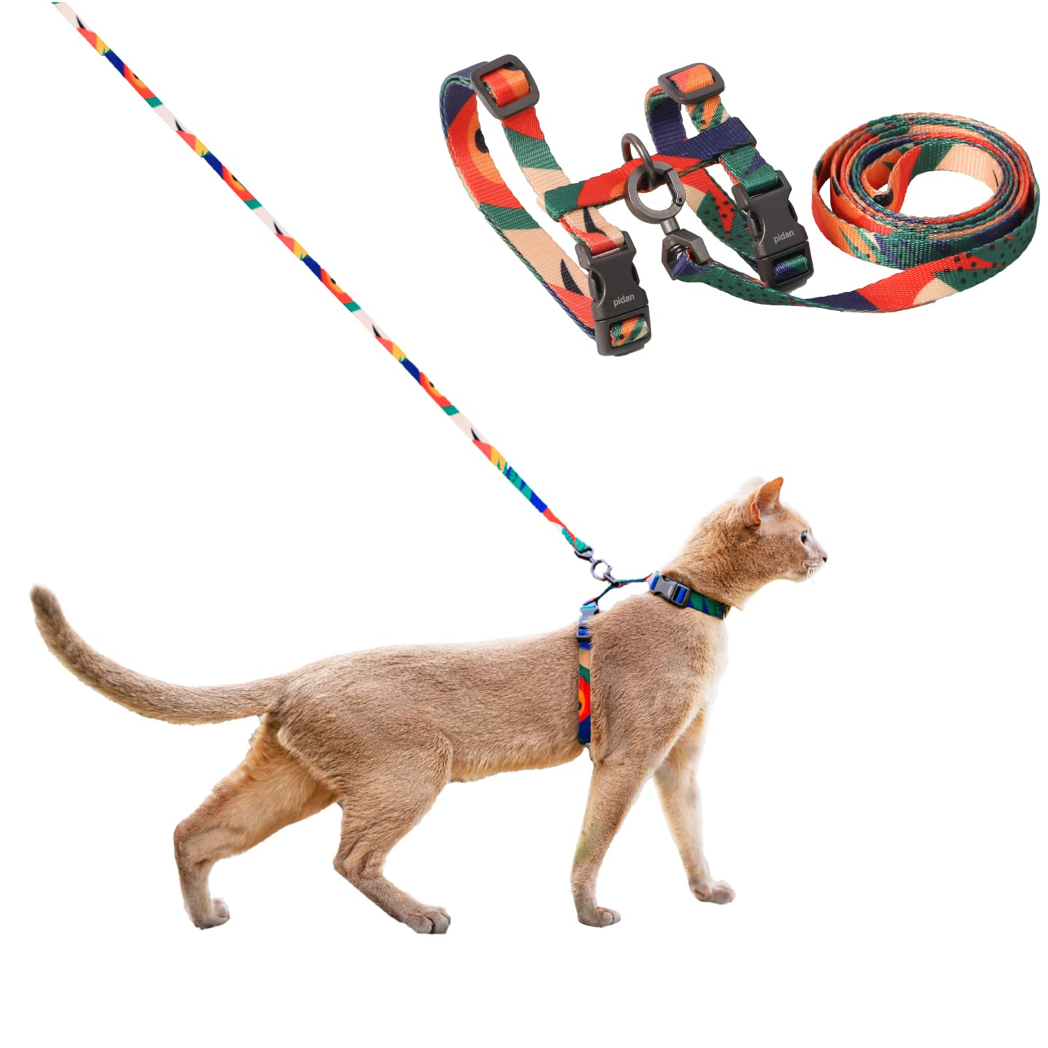 Photo 1 of pidan Cat Harness and Leash Set, XL Size for Large Cats, Escape Proof - Adjustable Kitten Harness for Large Small Cats, Lightweight Soft Walking Travel Petsafe Harness (Multicolor-XL Size)
